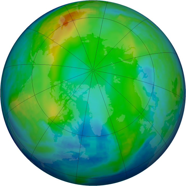 Arctic ozone map for 17 December 1992